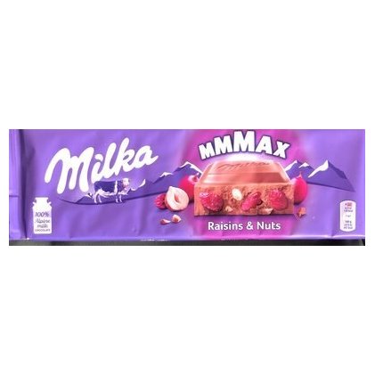 Milka шоколад с изюмом и орехами, 270 г