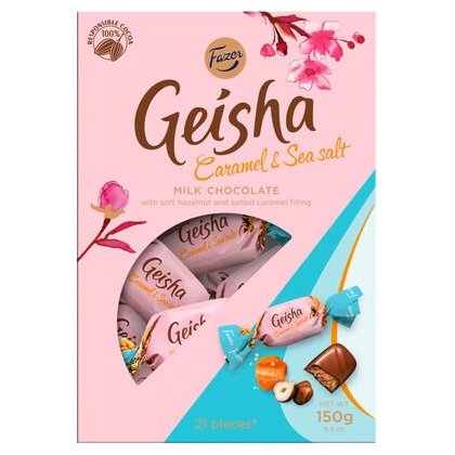 Geisha Caramel & Sea Salt шоколадные конфеты с карамелью и морской солью в индивидуальной упаковке, 150 г