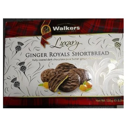 Walkers королевское песочное печенье с имбирем в темном шоколаде, 150 г