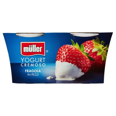 Müller creamy strawberry yogurt, 2x125 g