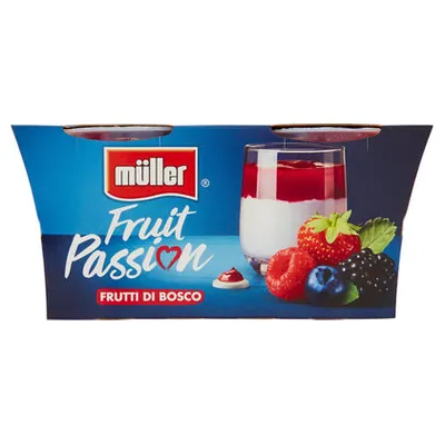 Müller passion fruit and wild berries creamy yogurt, 2 x 125 g