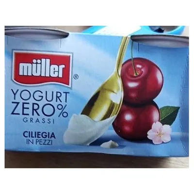 Müller low-fat 0% yogurt with blueberry pieces, 2x125 g