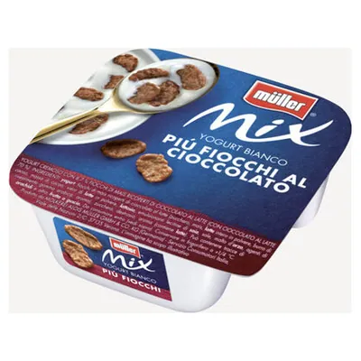 Müller Mix Più white yogurt with chocolate flakes, 150 g