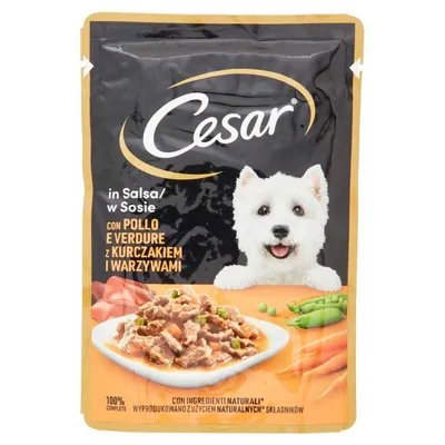 Cesar Delizie Del Giorno влажный корм для собак с курицей и овощами в соусе, 100 г