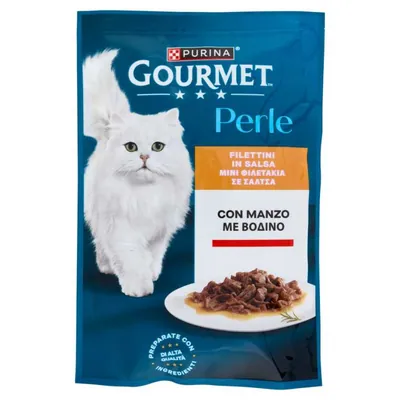 Purina Gourmet Perle cat mini fillets in gravy with beef, 85 g