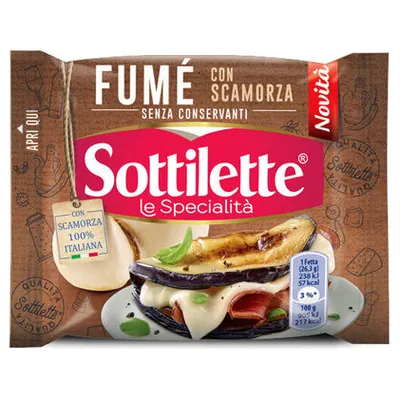 Sottilette плавленый сыр Fumé со скаморцей в ломтиках, 158 г