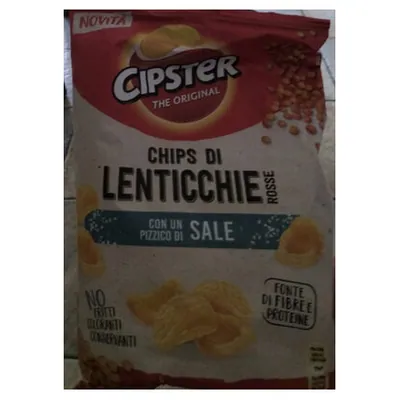 Cipster red lentil chips with salt, 80 g