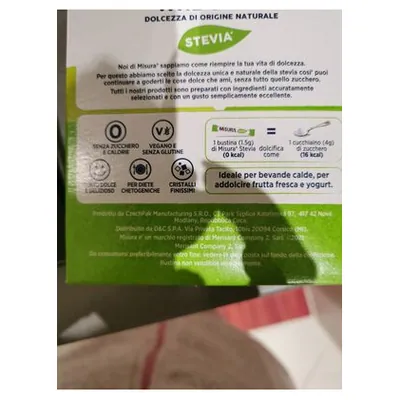Misura stevia sweetener in sticks, 50 sachets, 75 g
