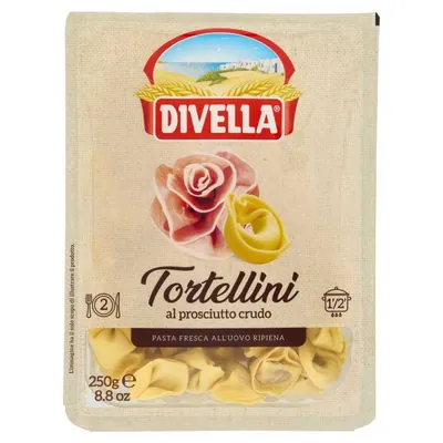Divella Тортеллини с сыровяленым окороком, 250 г