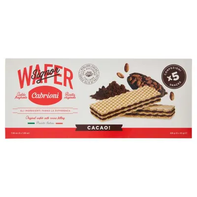 Cabrioni cocoa wafers multipack, 5 × 45 g