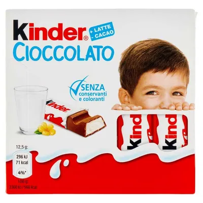 Kinder Cioccolato шоколадные батончики, 4 шт, 50 г