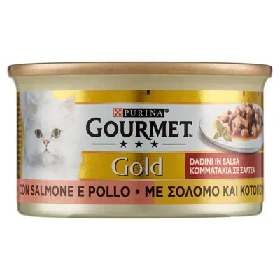 Purina Gourmet Gold chunks in sauce with salmon and chicken, 85 g