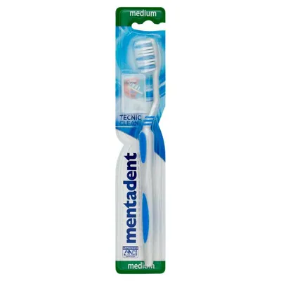Mentadent Зубная щетка Tecnic Clean средняя с защитным колпачком