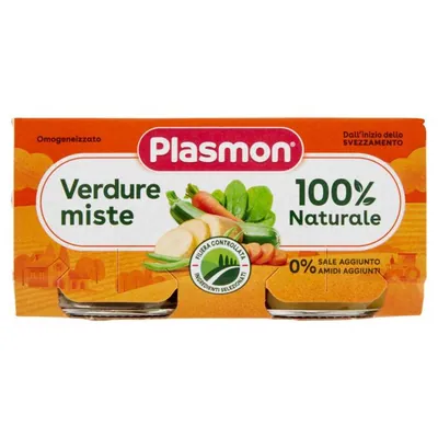 Plasmon homogenized mixed vegetables purée, 2 × 80 g