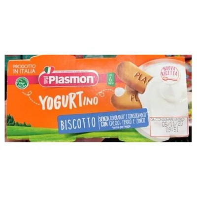 Plasmon baby yogurt with biscuit, 2x100 g