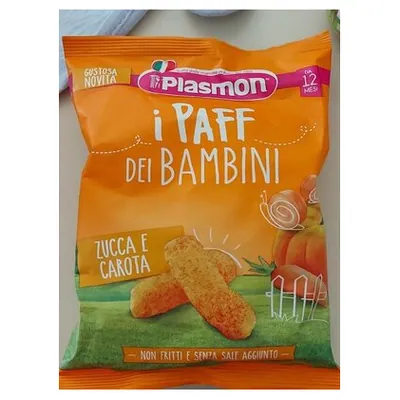 Plasmon pumpkin and carrot baby corn puffs, 15 g