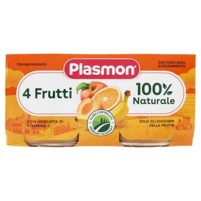 Plasmon homogenized 4 fruits purée, 2 × 104 g