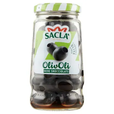 Saclà pitted black olives, 135 g