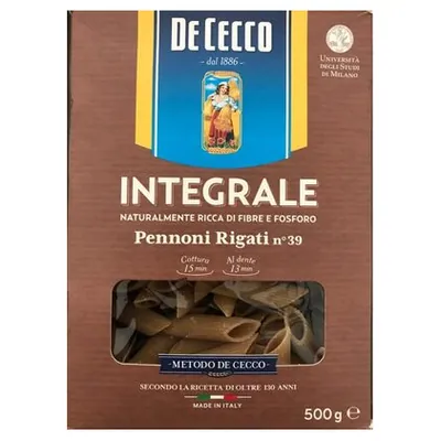 De Cecco wholemeal pennoni rigati n. 39 pasta, 500 g