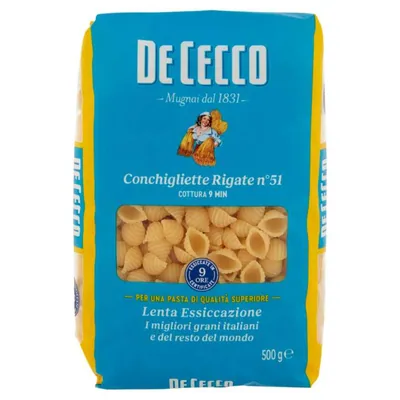 De Cecco Conchigliette Rigate n.51, 500 г