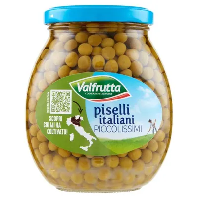 Valfrutta Зеленый итальянский горошек мельчайший в стекле, 360 г