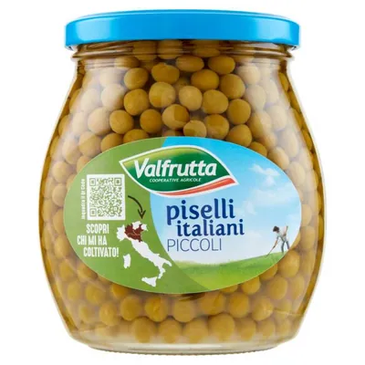 Valfrutta Зеленый итальянский горошек мелкий в стекле, 560 г