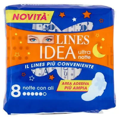 Lines Idea Ultra night sanitary pads with wings, 8 pcs