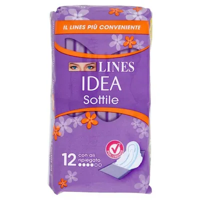 Lines Idea thin foldable sanitary pads with wings, 12 pcs