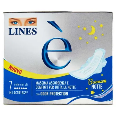 Lines E' night sanitary pads with wings, 7 pcs