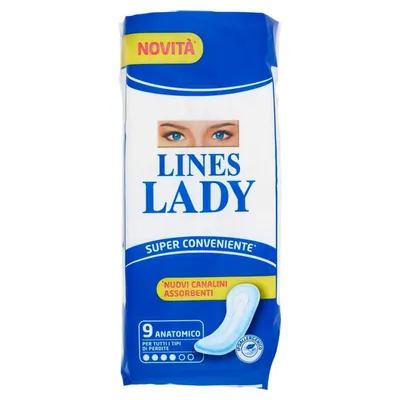 Lines Lady anatomical sanitary pads, 9 pcs