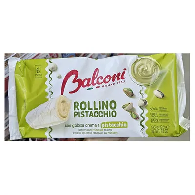 Balconi Rollini бисквитные рулетики с фисташковым кремом, 222 г