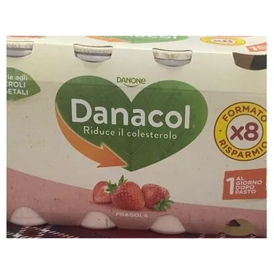 Danacol биойогурт со вкусом клубники, 8х100 г