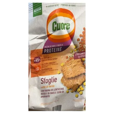 Cuore хрустящие хлебцы из чечевичной муки Sfoglie Croccanti Lenticchie, 170 г