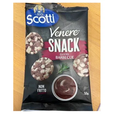Riso Scotti рисовый снек из черного риса со вкусом барбекю Venere, 50 г