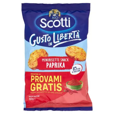 Riso Scotti Рисовые снеки со вкусом паприки "le Risette", 60 г