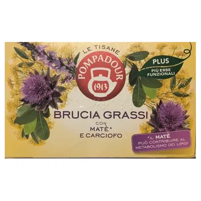 Pompadour Brucia Grassi herbal infusion with mate and artichoke, 18 tea bags