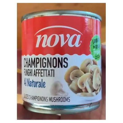 Nova sliced button mushrooms in brine, 212 ml