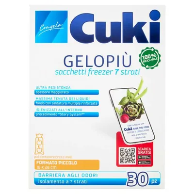 Cuki Sacchetti Gelo Piu' Пакеты для заморозки маленькие, 8 × 28 см, 30 шт.