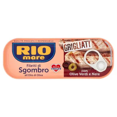 Rio Mare Филе скумбрии на гриле в оливковом масле с зелеными и черными оливки, 120 г