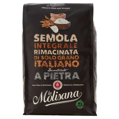 La Molisana whole wheat remilled semolina from stone- dehusked grain, 1 kg