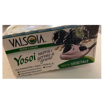 Valsoia Yosoi йогурт соевый ежевика и зародыши пшеницы, 2 шт., 125 г