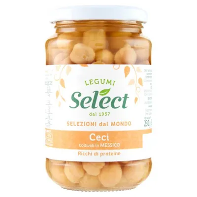 Select boiled chickpeas in glass jar, 350 g