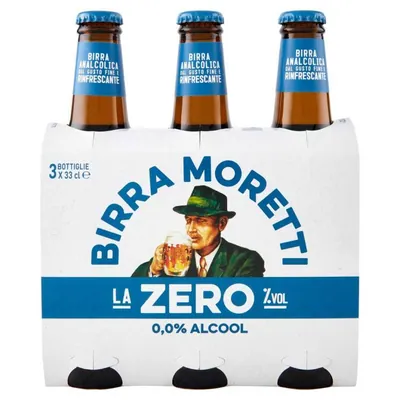 Moretti Birra Zero пиво безалкогольное, 3 × 0,33 л