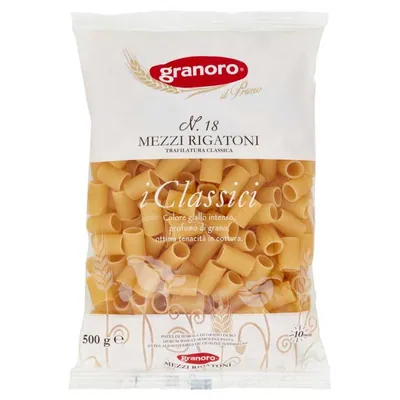 Granoro Mezzi Rigatoni n. 18 pasta, 500 g