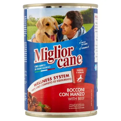 Migliorcane dog chunks with beef, 405 g