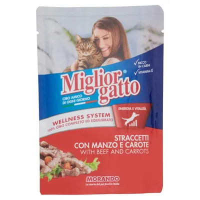 Migliorgatto thin slices with beef and carrots, 100 g
