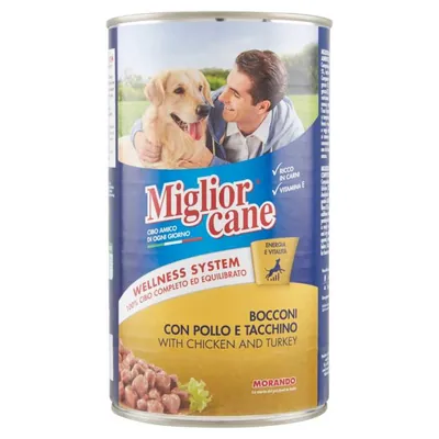 Migliorcane dog chunks with chicken and turkey, 1.25 kg