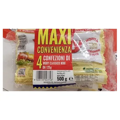 Wudy Classico multipack frankfurters, 4x125 g