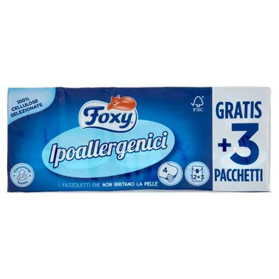 Foxy Гипоаллергенные бумажные платочки, 15 × 9 шт