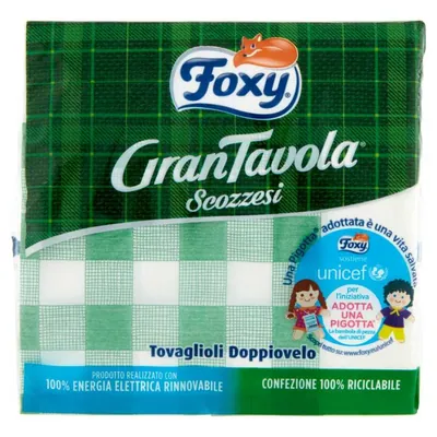 Foxy Бумажные салфетки шотландская клетка, 2 слоя, 33x33 см, 43 шт.